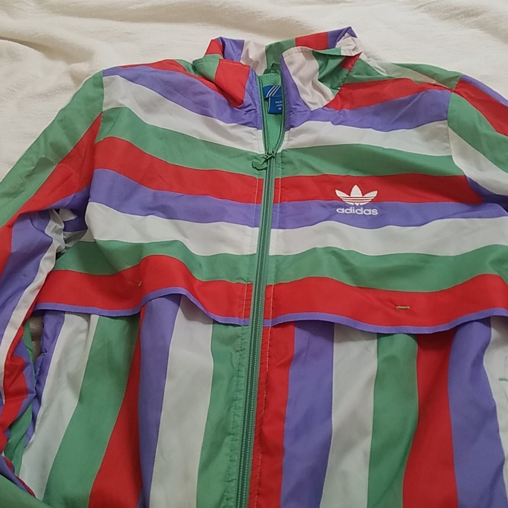 Rare Adidas striped windbreaker